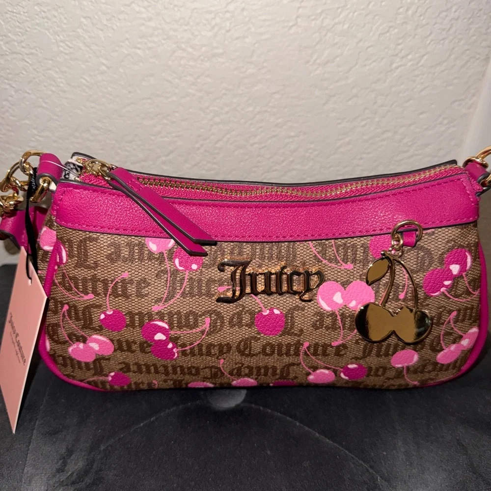 Juicy Couture Hot Pink Cherry Print Shoulder Bag - Picture 3 of 7